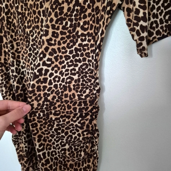 Motherhood Maternity Women’s Brown Leopard Print Ruched Bodycon Dress – Size M - Picture 3 of 6